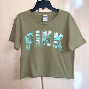 Victoria Secret Pink green camo t shirt